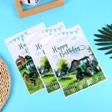 50pcs/Pack Pearlescent Film Gift Bags With Pastoral Village Pattern, Birthday Party Favor Bags, Gift Wrap Tote Bags, Festival Decoration Storage Bags,Birthday,Bride,Wedding