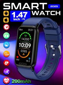 2025无创血糖尿酸体温心率血压女性健康等多种运动模式智能手环 - 藍色矽膠 - 查看 3