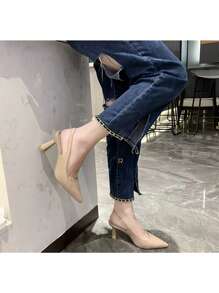 Sandalias De Tacón Puntiagudo A La Moda - Albaricoque - Ver 8