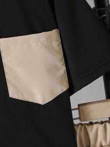 適合青少年男孩時尚日常短袖T恤和工裝口袋短褲套裝 - 卡其色 - 查看 5