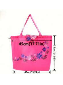 6pcs Reusable Shopping Bags With Printed Button Closure Foldable Polyester Storage Bags, Leak-Proof Rectangular Bags, Suitable For Thanksgiving And Earth Day