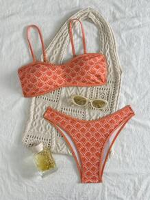 Bộ bikini quây 2 mảnh màu đỏ in hoa dành cho nữ, có dây đeo rời, thích hợp cho kỳ nghỉ trên đảo và chụp ảnh ngoài trời mùa hè. - Nhiều màu - Xem 1
