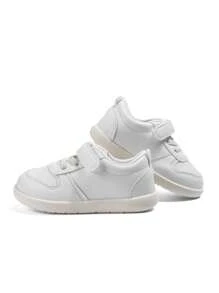 1 Pair Kids White Hook And Loop Flat Fashion Casual Comfortable Athletic Sneakers For Daily & Outdoor Activities - White - View 2