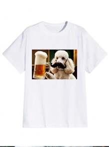 T-Shirt In Cotton With Some Courtes And Col Rond, Imprimé à La Mode, Decontracté And Comfortable 190gsm