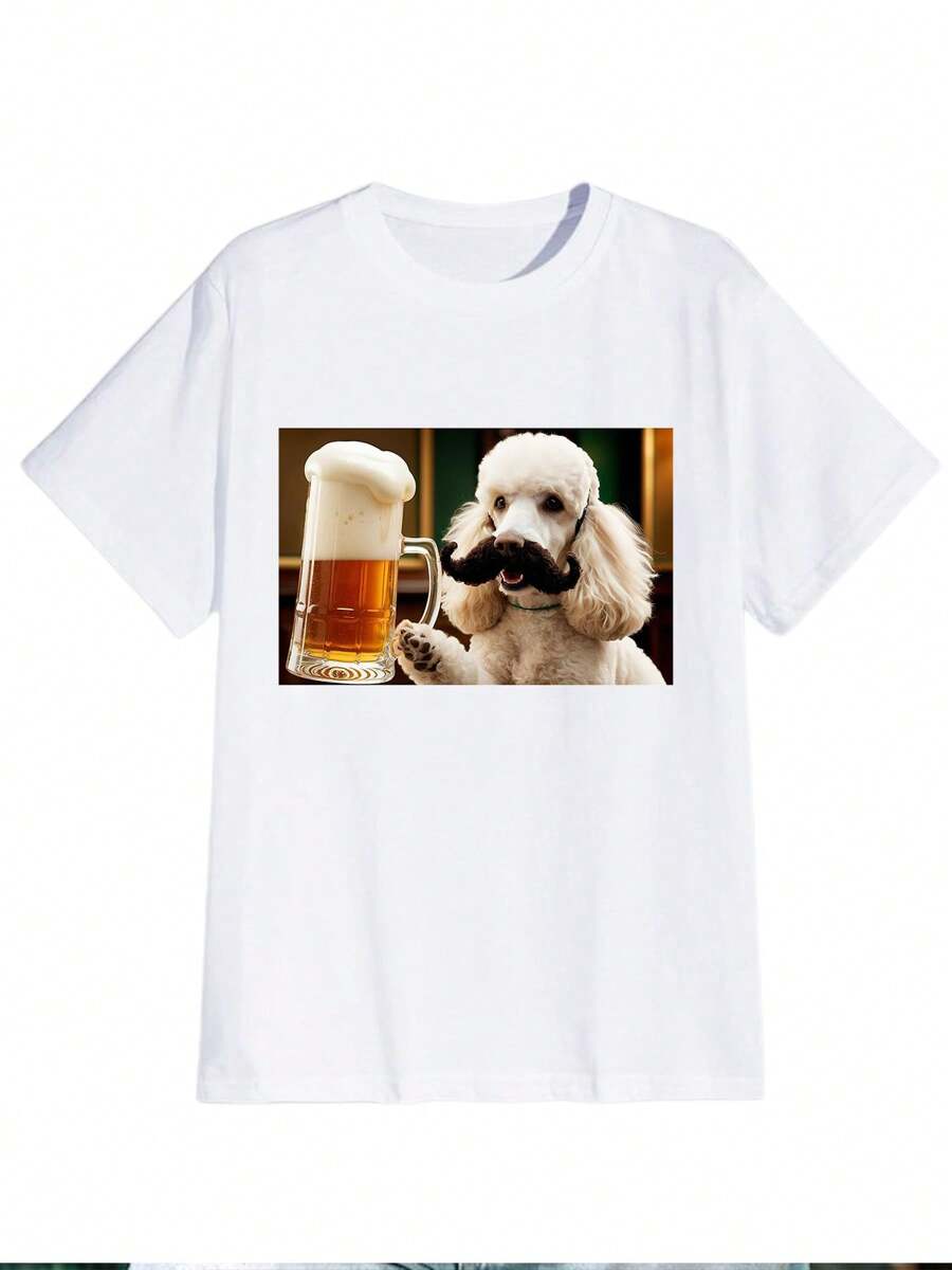 T-Shirt In Cotton With Some Courtes And Col Rond, Imprimé à La Mode, Decontracté And Comfortable 190gsm