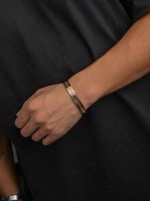 2025 奢华不锈钢时尚手镯，奢华朋克个性化多色开口袖口手镯珠宝配饰男士礼物 - 開口手鐲 - 查看 3