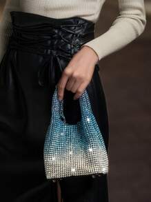 Luxury Designer Shiny Diamond Gradient Color Handbag Shoulder Bag For Parties And Evening Events - Màu xanh lam - Xem 7