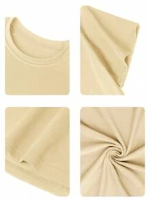 Tween Girls' Casual Funny Print Crew Neck Short Sleeve T-Shirt Top, Summer - Apricot - View 8