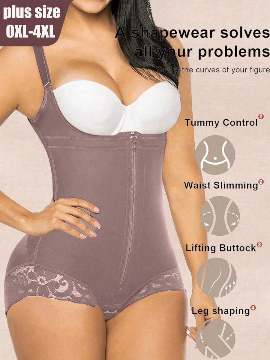 1 pieza Moldeable de talla grande para mujer de unicolor, moldeador corporal completo posparto para uso diario