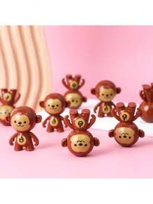 24 stuks Cartoon Monkey & Astronaut Roly-Poly-figuren, Mini Tumbler-speelgoed, bureau-ornamenten, geschenken