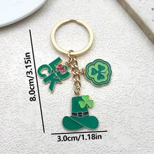 1-3pcs Simple Creative Fashion Accessory Zinc Alloy Green Plant Clover Keychain, Campus Student Couple Liked Car Key Holder, DIY Bag Charm Key Chain, Valentine's Day Couple Gift - Multicolor - View 13