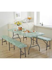 3pcs Picnic Table And Bench Set Cover, Waterproof Tablecloth For 6ft Rectangular Table, Vinyl Flannel Backing, Elastic Edges - Suitable For Outdoor Parties, Indoor Dining, Patio, Garden (30 X 72 Inches) - 30*72in - View 20