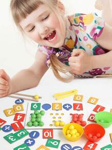 1pc Wooden Children's Puzzle Early Education Bead Number Decomposition Arithmetic Learning Puzzle Toy Color Cognitive Arithmetic Matching Children's Early Education Game Exercise Children's Hand-Eye Coordination And Concentration And Thinking Development Ability Suitable For Parent-Child Interactive Bead Game