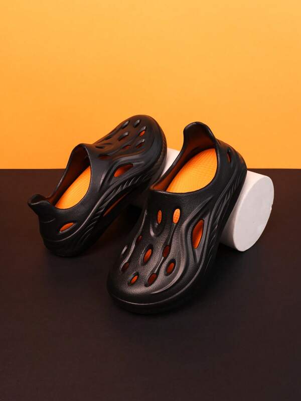 1 Pair Kids Anti-Slip Slippers, Dual Tone Beach Water Shoes, Cute Hole Design For Home Use, Suitable For Summer