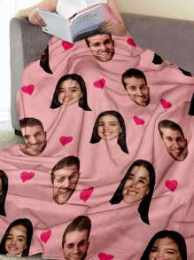 1pc Customized Face Blanket, Personalized Face Blanket, Personalized Face Memory Blanket, Blanket Use For Bedding/Sofa/Indoor/Outdoor, Customized Christmas Gifts, Friend Gift, Family Gift, Birthday Gifts, Wedding Gifts, Gift For Friend, Gift For Her, Gift For Girlfriend, Gift For Mom/Dad, For Office, Breathable,Breathable, Soft
