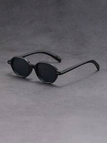 Retro Ovale Zwarte Montuur Bril, Casual Outdoor Bril, Unisex Full Frame Bril, Meerdere Kleuren Beschikbaar Geschikt Voor Wandelen, Hardlopen, Feesten, Fotoshoots