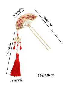 1pc Elegant Hanfu Accessory: Fan Tassel Hair Clip, Traditional Chinese Style Wedding Headpiece Hair Bun Hair Pin Hair Bun Maker Bun Hair Piece Hair Styling Pins
