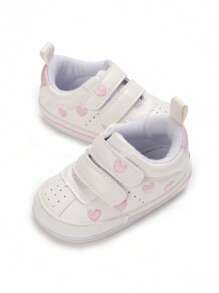 Newborn Infant Girl Heart Shaped Soft Rubber Sole Pre-Walker Sneakers