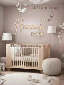 1 Piece Custom Wooden Name Sign, Width 10-120 Cm (4-48 Inches), Font Color Optional, 3D Stereoscopic, Simple, Stylish, Cute, Bohemian Style, Room Decoration, Custom Wooden Letters, Custom Wooden Signs, Wedding Letter Decoration, Custom Letter Wall Decoration, Custom Party Decoration, Suitable For Home Decoration, - 彩色 - 查看 1