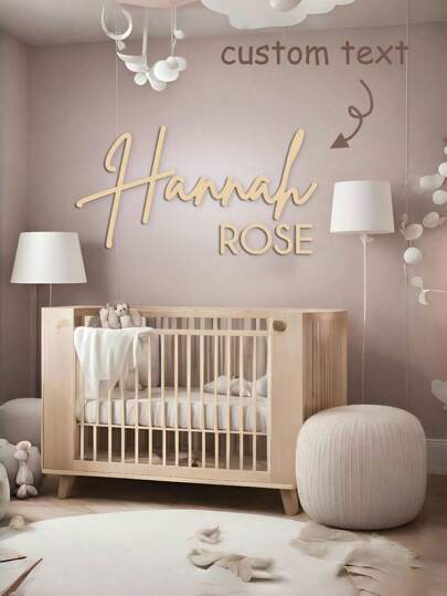 1 Piece Custom Wooden Name Sign, Width 10-120 Cm (4-48 Inches), Font Color Optional, 3D Stereoscopic, Simple, Stylish, Cute, Bohemian Style, Room Decoration, Custom Wooden Letters, Custom Wooden Signs, Wedding Letter Decoration, Custom Letter Wall Decoration, Custom Party Decoration, Suitable For Home Decoration, For Housewarming