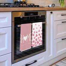 2 piezas Toallas de cocina con diseño de corazón, 3 opciones de color - 16x24 pulgadas, súper suaves y absorbentes - Toallas de tela lavables a máquina con diseño de corazón de San Valentín, para decoración del hogar, regalos festivos, decoraciones de boda, trapos de cocina (Rojo, Rosa, Negro)