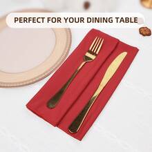 6/10/12pcs Red Cloth Napkins, Highly Absorbent, Washable, 100% Polyester Fabric, Hemmed Edges, Suitable For Hotel & Restaurant Dining