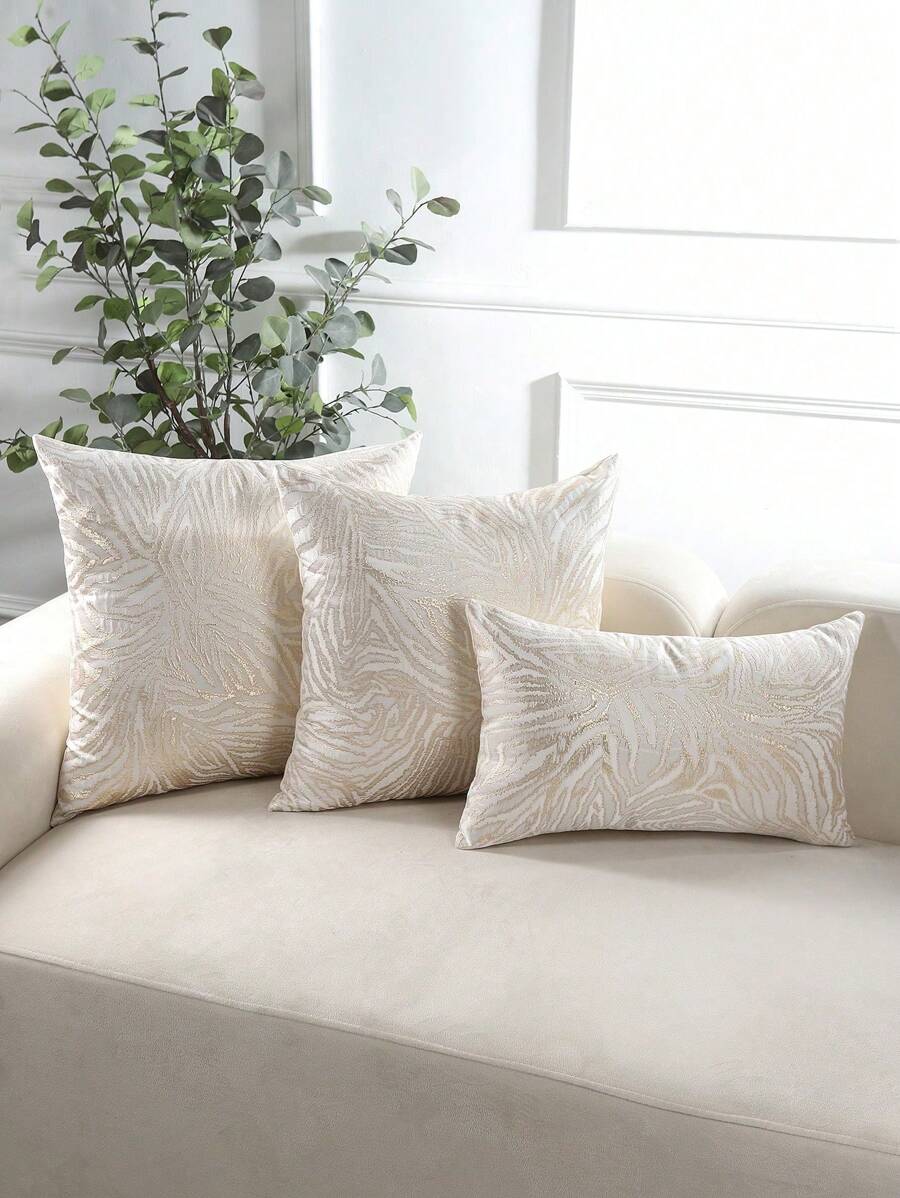 1 pieza Funda de cojín decorativa dorada, patrón geométrico jacquard, decoración de otoño, decoración de otoño, decoración de habitación