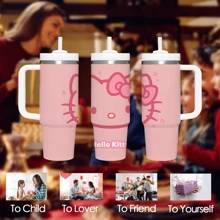 Sanrio Sanrio 1-Piece 40oz Hello Kitty Tumbler, Stainless Steel Vacuum-Insulated Thermal Cup With Large Capacity, Keeps Hot And Cold Beverages, Ideal For Outdoor Sports, Office, And Home Use. Perfect Gift For Birthdays, Mother's Day, Graduations, And Back-To-Season.
