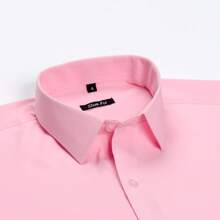 Rand paul Men's Long Sleeve Dress Shirt Good Quality Slim Fit Microelasticity - Pink - View 2
