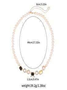 1 件女式复古风格 18K 镀金铜锆石吊坠项链，带珍珠，适合节日礼物和日常佩戴，天鹅绒袋包装 - 彩色 - 查看 6