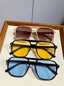 5pcs Pilot Style Men's Fashion High-End Eyeglasses Set, Outdoor Street Wear For Summer Beach Vacation,Outdoor,Travel - Multicolor - View 12