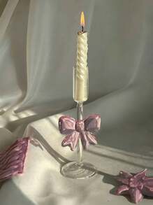 1pc Creative Extra Large Bow Glass Candle Holder, High-End Restaurant Decor Candle Holder, Romantic Candlelight Dinner Decor Candle Holder, Birthday Gift, Wedding Decoration