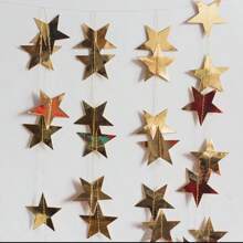 1set 4 Meters Shinning Bright Stars Decorate Birthday, Flags Blue Silver Gold Rose Gold House Decoration Outdoor Decoration Garland Stage Star Pendant