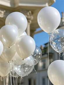 10/30/50/100pcs Pearly White Latex Balloons, 5-18 Inch, For Birthday Party, Wedding, Bridal Shower, Anniversary, Bachelorette Party, Decoration, Photography