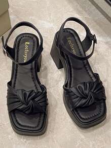 2025 Chunky Wedge Sandals, Fashion Twist Knot Thick Sole High Heel Sandals, Personalized Chic Sexy Platform Casual Comfy Beautiful Sandals