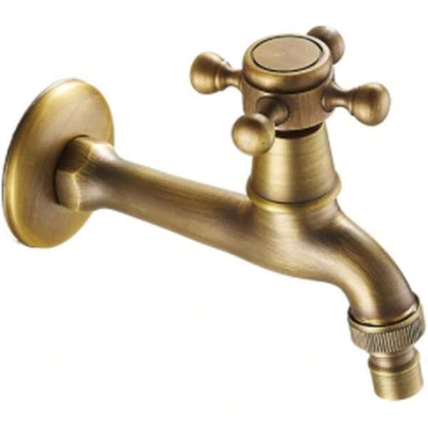 Robinet mural vintage en laiton antique pour salle de bain, cuisine, toilettes, jardin