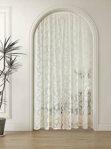 1pc Korean Style Floral Door Curtain With Rod, Modern Minimalist Lightweight, Breathable And Translucent, Suitable For Living Room, Kitchen Decoration,Fall Decor,Autumn Decor,Room Decor - Multicolor - View 7