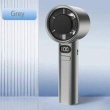 便携式手持风扇，120 档可调速涡轮迷你风扇，1800mAh 可充电电池个人风扇，金属机身，液晶数字显示屏，大功率静音鼓风机，适合女性/男性旅行/露营/户外的礼物 - 灰色 - 查看 1