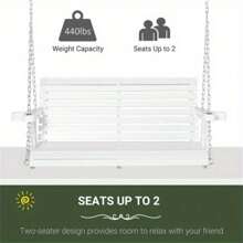 2-Seater Hanging Porch Swing, Outdoor Patio Swing Chair Seat