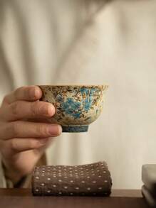 2pcs/4pcs Blue & White Porcelain Lotus Pattern Teacup Set, Chinese Style Elegant Hand-Painted Gold Trim Tea Cup For Tea Ceremony, Suitable For Red Tea, Saudi Arabian Coffee, Ideal Gift For Friends Back To School - Multicolor - View 4