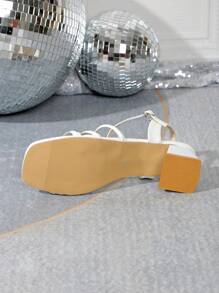Women's High Heel Sandals, Thick Heel Net Design, Fashion Ladies Sandals For Summer Dress