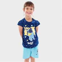 Pyjamas | Bluey Girls' Short Pyjama Set | Kids' PJs - Blue - View 2