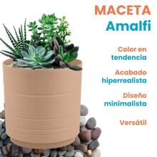 Maceta Plástico Moderna Tipo Cerámica 5.6 L Decoración Jardín - Beis - Ver 5