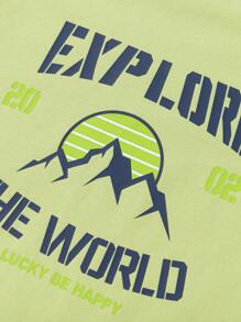 Balabala Tween Boys' Quick-Dry Two Pieces Set, Lightweight & Breathable - Yellow Green - View 3