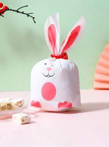 50pcs Candy Bags, Cookie Bags, Gift Bags For Easter, Cute Cartoon Rabbit Ear & Ditsy Floral Pattern, Party Favor Packaging Bags, Gift Bags