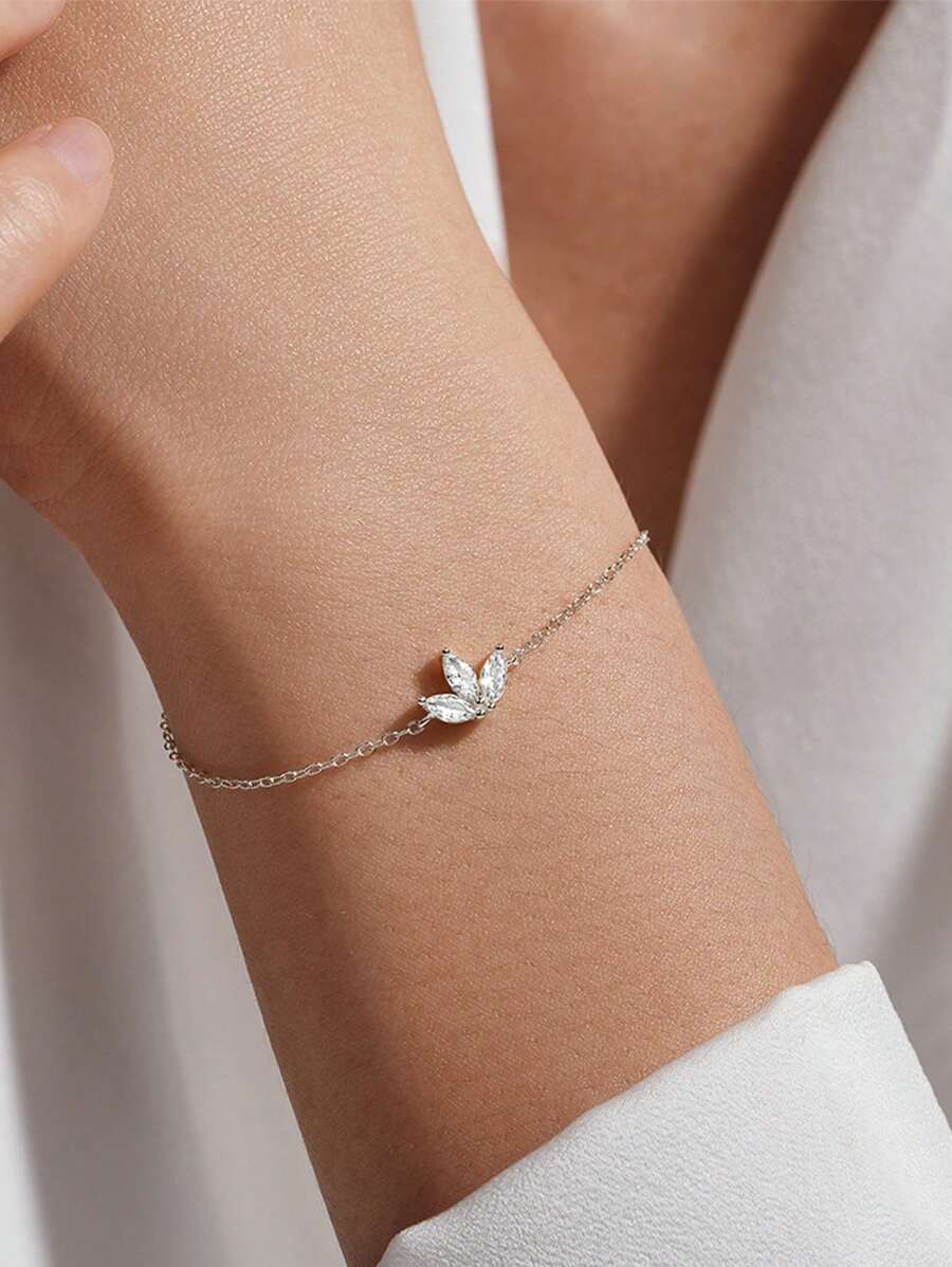 S925 Sterling Silver Cubic Zirconia Eye Crown Bracelet, Daily Wear Jewelry Gift For Valentine's Day, Mother's Day