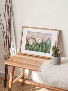 1 件独特的郁金香帆布艺术海报 - 无框现代墙壁装饰艺术海报，适用于客厅、卧室和家庭办公室 - 彩色 - 查看 2