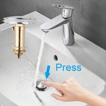 4X Brass Bathroom Pop-Up Sink Plug Basin Waste Chrome Easy Push Button Click Clack Plug Kit - Gold - View 1