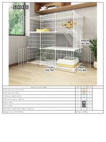 Large Indoor Cat Villa With Pet Hammock, Cat Bathing Cage, Litter Box, Double-Decker Swing & Fence, Anti-Jump Cat Cage