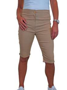 Paulo Due Above Knee Slim Fit Shorts - Beige - View 1